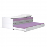 Ágy kihúzható pótágyakkal, fehér, tömörfa 90x200, FLOPY
