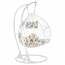 Függő dupla fotel, fehér/minta virág, DALVEA 2 NEW Függő dupla fotel, fehér/minta virág, DALVEA 2 NEW