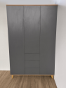 Három ajtós három fiókos gyerekszoba szekrény MiniGrey