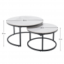 Dohányzóasztalok, 2 db-os szett, fehér márvány/fekete acél, LASTRO