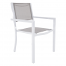 Kerti rakásolható szék, fehér acél/világosszürke, DORIO