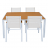 Kerti asztal, fehér acél/tölgy, BONTO Kerti asztal, fehér acél/tölgy, BONTO