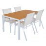 Kerti asztal, fehér acél/tölgy, BONTO Kerti asztal, fehér acél/tölgy, BONTO