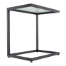 Kerti asztalka, fekete acél/edzett üveg, SELKO