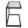 Kerti asztalka, fekete acél/edzett üveg, SELKO