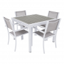 Kerti kihúzható asztal, fehér acél/szürke, DORIO Kerti kihúzható asztal, fehér acél/szürke, DORIO