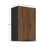 Felső szekrény, okapi dió/fekete, MENZO 45 G-72 1F
