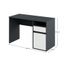 PC asztal, grafit/fehér, BILI NEW