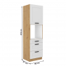 Magas szekrény beépített sütőhöz, fehér/artisan tölgy, LULA 60 DPS-210 3S 1F Magas szekrény beépített sütőhöz, fehér/artisan tölgy, LULA 60 DPS-210 3S 1F