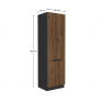 Magas szekrény, okapi dió/fekete, MENZO 60 DK-210 2F