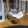 Függő fotel állvánnyal, átlátszó/arany/szürke, BUBBLE NEW TYP 2
