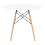 Étkezőasztal, fehér/bükk, átmérő 90 cm, GAMIN 2 NEW 90 Étkezőasztal, fehér/bükk, átmérő 90 cm, GAMIN 2 NEW 90