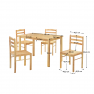 Étkezőgarnitúra 1+4, tömör fa, természetes, LOAK