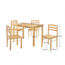 Étkezőgarnitúra 1+4, tömör fa, természetes, LOAK