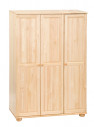 3 ajtós natúr borovi fenyő szekrény, akasztós és polcos 120 cm széles 231