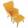 Fotel lábtartóval. sárga Velvet szovet/fekete. HABEN