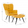 Fotel lábtartóval. sárga Velvet szovet/fekete. HABEN