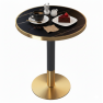 Étkező bisztró asztal. fekete márvány/fekete/arany. átmérő 80 cm. OREN