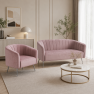 Design kétszemélyes kanapé. rózsaszín Velvet szovet/króm-ezüst. BAGY