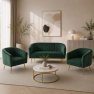 Design kétszemélyes kanapé. sotétzold Velvet szovet/gold króm-arany. BAGY