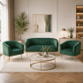 Design kétszemélyes kanapé. sotétzold Velvet szovet/gold króm-arany. BAGY